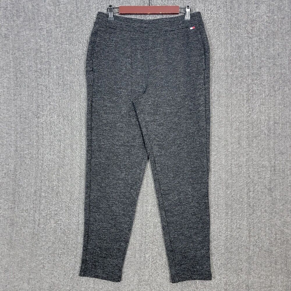 Tommy Hilfiger Pants Womens Medium Black Metallic Shimmer Tapered Ankle Pull On